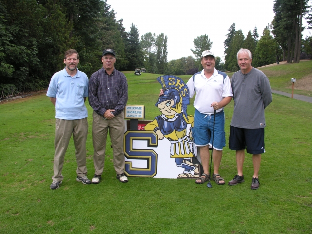 The winning golf team prior to the first tee. Left to right: Richard Grotjahn, Bruce Arnold, Dan McFadden, and Geir Dalan. The 3 to my left were the real players, but everyone had fun and contributed.